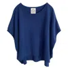 Zenzee Women's Blue Cashmere Capelet Top - Midnight Navy In Blue