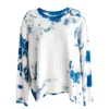 Zenzee Women's Blue Cashmere Crewneck Sweater - Indigo Shibori Tie Dye In Blue