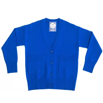 Zenzee Women's Blue Cashmere V-neck Cardigan - Cobalt