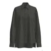 Zenzee Women's Boyfriend Button Up Shirt - Black Denim Pinstripe In Black