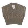 ZENZEE WOMEN'S BROWN CASHMERE CROPPED SWEATER VEST - MOCHA MOUSSE