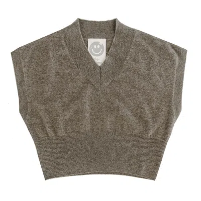 Zenzee Women's Cashmere Cropped Sweater Vest - Brown