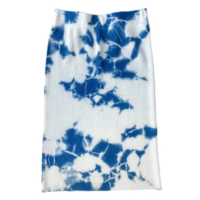 Zenzee Women's Cashmere Midi Skirt - Indigo Blue Tie Dye