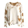 Zenzee Women's Gold Cashmere Crewneck Sweater - Copper Tie Dye In Gold