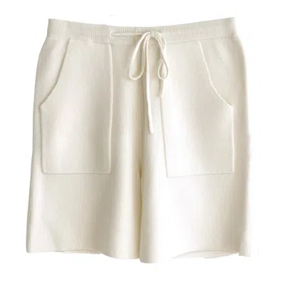 Zenzee Women's Neutrals Cashmere Cargo Pocket Shorts - Ivory In White