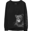 Zenzee Women's White / Black Lioness Animal Print Crewneck Sweatshirt In White/black