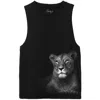 Zenzee Women's White / Black Lioness Animal Print Tank Top In White/black
