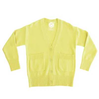 Zenzee Women's Yellow / Orange Cashmere V-neck Cardigan - Chartreuse