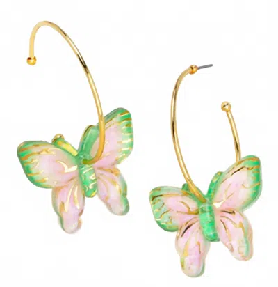 Zenzii Women's Butterfly Hoop Earrings In Green In Red