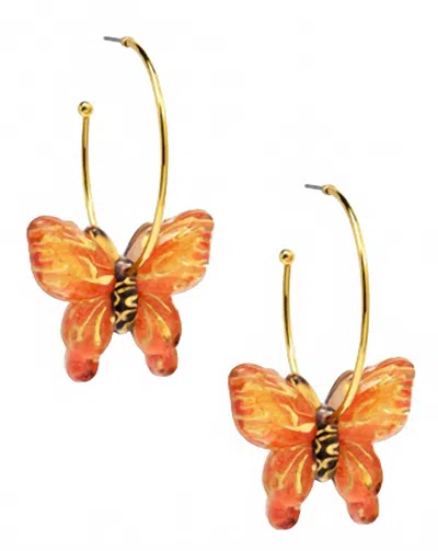 Zenzii Women's Butterfly Hoop Earrings In Orange In Gold