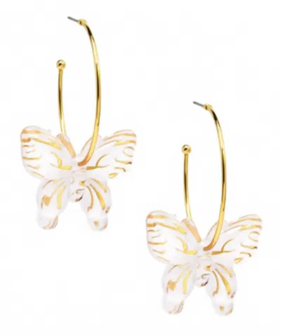 Zenzii Women's Butterfly Hoop Earrings In White