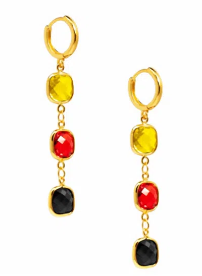 Zenzii Women's Crystal Chain Drop Earring In Red Mix In Gold