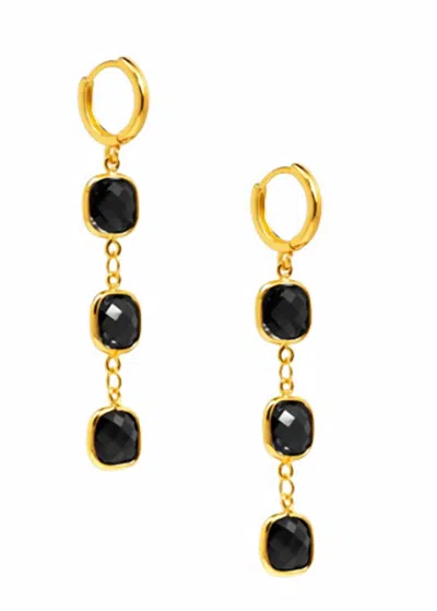 Zenzii Women's Crystal Chain Drop Earrings In Black In Gold