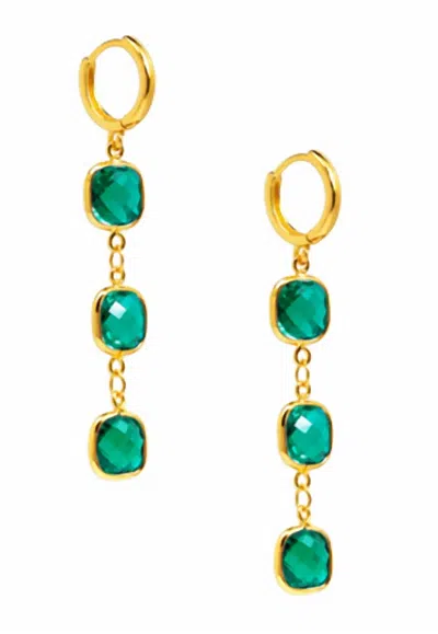 Zenzii Women's Crystal Chain Drop Earrings In Emerald In Gold