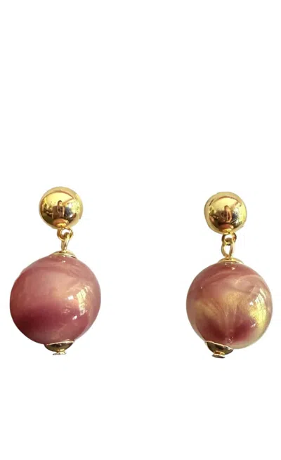 Zenzii Women's Iridescent Bead Post Back Earrings In Gold & Berry