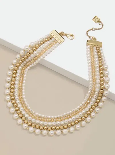 Zenzii Women's Mixed Bead Layered Collar Necklace In Gold In Silver