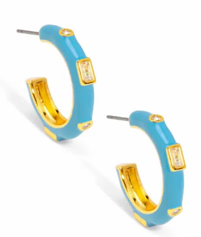 Zenzii Women's Small Enamel Crystal Earrings In Blue