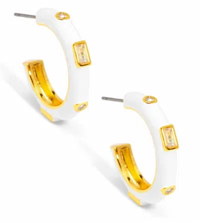 Zenzii Women's Small Enamel Crystal Earrings In White