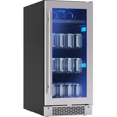Zephyr Brisas 15 In. 4-bottle And 64-can Single Zone Beverage Cooler In Stainless Steel