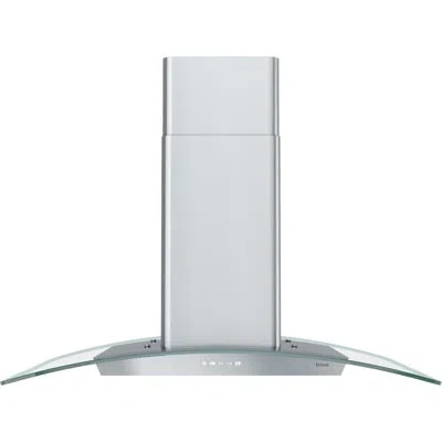 Zephyr Brisas 36 In. 600 Cfm Curved Glass Island Range Hood With Led Lights In Stainless Steel In Stainless Steel,clear