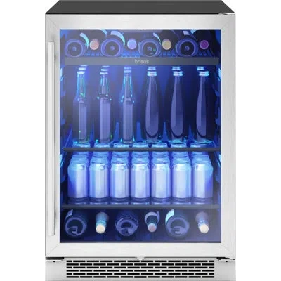 Zephyr Brisas By  24" 8-bottle And 112-can Single Zone Beverage Cooler In Stainless Steel