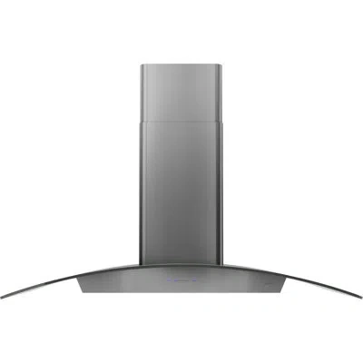 Zephyr Ravenna 36 In. 600 Cfm Island Mount Range Hood With Led Lighting In Black Stainless Steel With Gray  In Satin Black