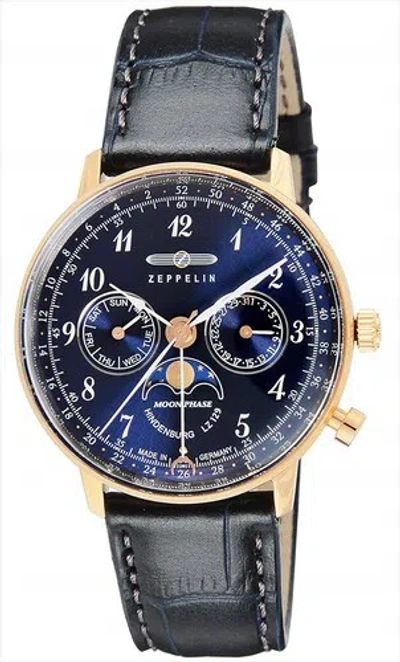 Pre-owned Zeppelin 7039-3 Watch Hindenburg Navy Dial Men's In Box Genuine From Japan