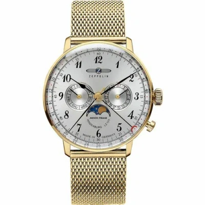 Pre-owned Zeppelin 7039m1 Women's Lz129 Hindenburg Mondphase Silver Swiss Quartz Watch