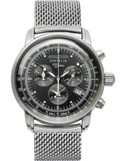Pre-owned Zeppelin 7680m-2 Alarm Chronograph 100 Years Mens Watch 43mm 5atm