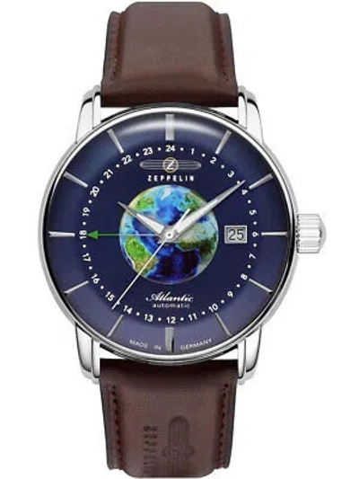 Pre-owned Zeppelin 8468-3 Atlatnic Automatic Mens Watch Gmt 43mm 5atm