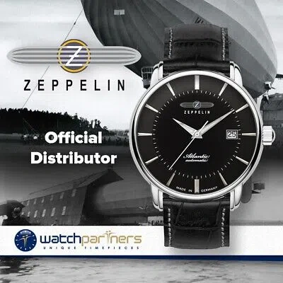 Pre-owned Zeppelin Atlantic Swiss Auto Watch 41mm Case Clear Back Black Dial 8452-2