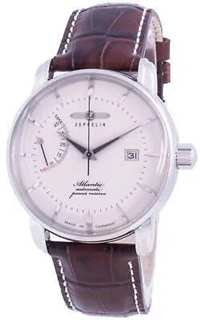 Pre-owned Zeppelin Atlantic White Dial 26 Jewels Leather Strap Automatic Z84625 Mens Watch