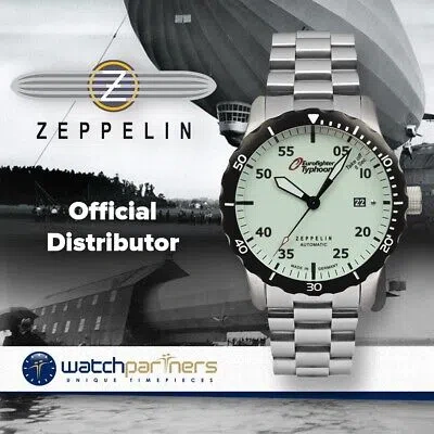 Pre-owned Zeppelin Eurofighter Chronograph Watch Automatic 43mm Beige Dial 7268m5