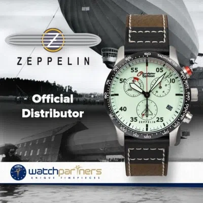 Pre-owned Zeppelin Eurofighter Chronograph Watch Swiss Eta Quartz 43mm Beige Dial 72985
