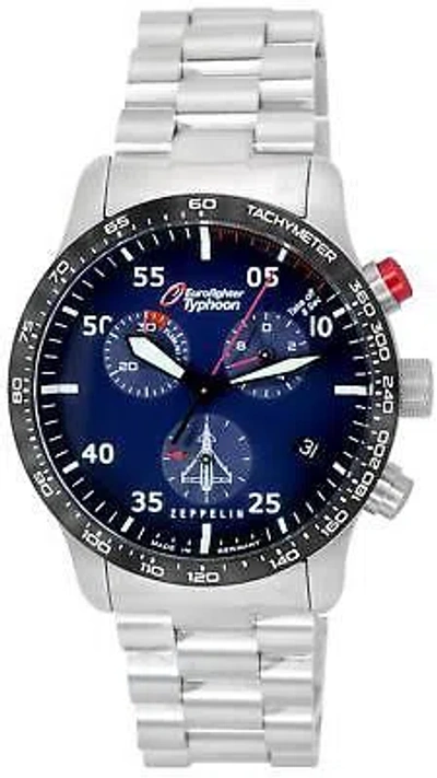 Pre-owned Zeppelin Eurofighter Typhoon Chronograph Blue Dial Quartz Mens Watch & Band Sets