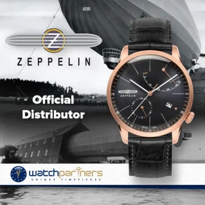Pre-owned Zeppelin Flatline Auto Watch Black Dial Power Reserve Exhibition Back 7368-2