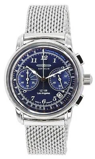 Pre-owned Zeppelin Lz126 Los Angeles Blue Dial Chronograph Quartz Men's Watch 7614m3