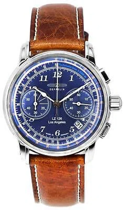 Pre-owned Zeppelin Lz126 Los Angeles Chronograph Blue Dial Quartz Z76143 Men's Watch