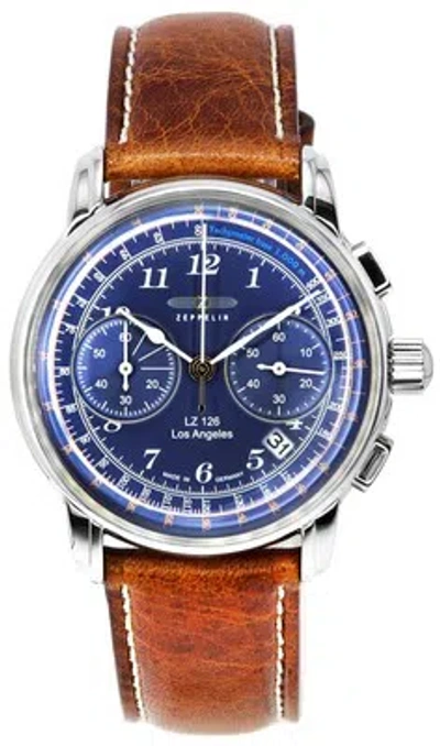 Pre-owned Zeppelin Lz126 Los Angeles Chronograph Tachymeter Blue Dial Z76143 Mens Watch