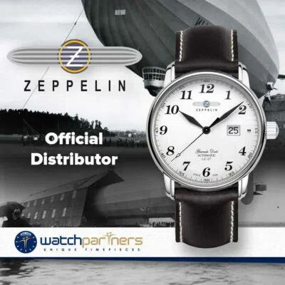 Pre-owned Zeppelin Lz127 Graf  Automatic Swiss Eta 2826-2 Watch Big Date Clear Back 7652-1