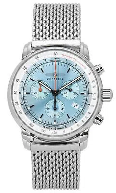 Pre-owned Zeppelin Lz14 Chronograph Ice Blue Dial Quartz Men's Watch 8886m3