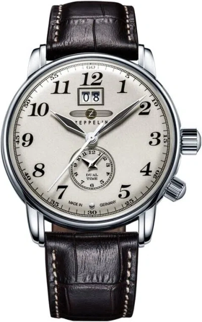 Pre-owned Zeppelin Men's Analogue Quartz Watch With Leather Strap – 76445, Brown, Strap