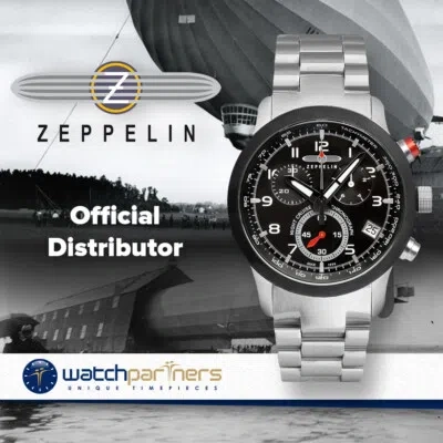 Pre-owned Zeppelin Night Cruise German Watch Swiss Quartz Chrono 1/10s Black Dial 7292m-2