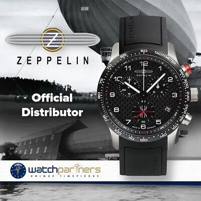 Pre-owned Zeppelin Night Cruise Swiss Quartz Chrono Watch 42mm Case Black Dial 7294-4 Kb