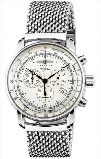 Pre-owned Zeppelin Watch 100 Years Anniversary Silver Dial Plate 7680-m1 Mens