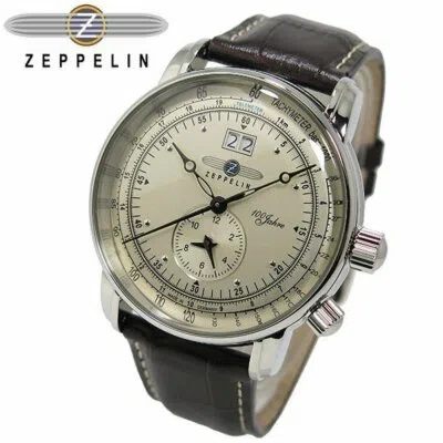Pre-owned Zeppelin Watch 100th Anniversary Model White Brown Mens Quartz 7640-1 Japan