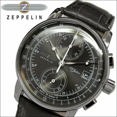 Pre-owned Zeppelin Watch Dark Brown Leather Mens Quartz 8670-2 Analog Round Face Japan