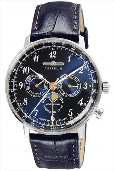 Pre-owned Zeppelin Watch Hindenburg Navy Dial 7036-3 Men Japan