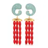 Zepplin The Label Women's Gold / Blue / Red Isobell Earrings - Turquoise And Coral Earrings - Gold Statement Earrings In Multi