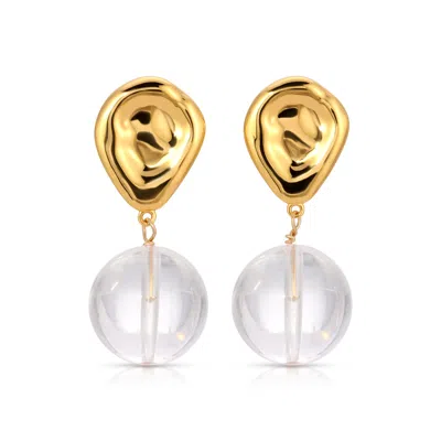 Zepplin The Label Women's Gold Tommie Earrings-quarts Earrings-statement Earrings-bridal Earrings
